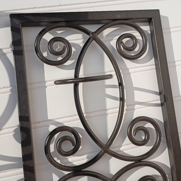 Wrought Iron Wall Sconces Heavy Metal Candle Holders Scroll Design Wall Art Vtg - Picture 8 of 10
